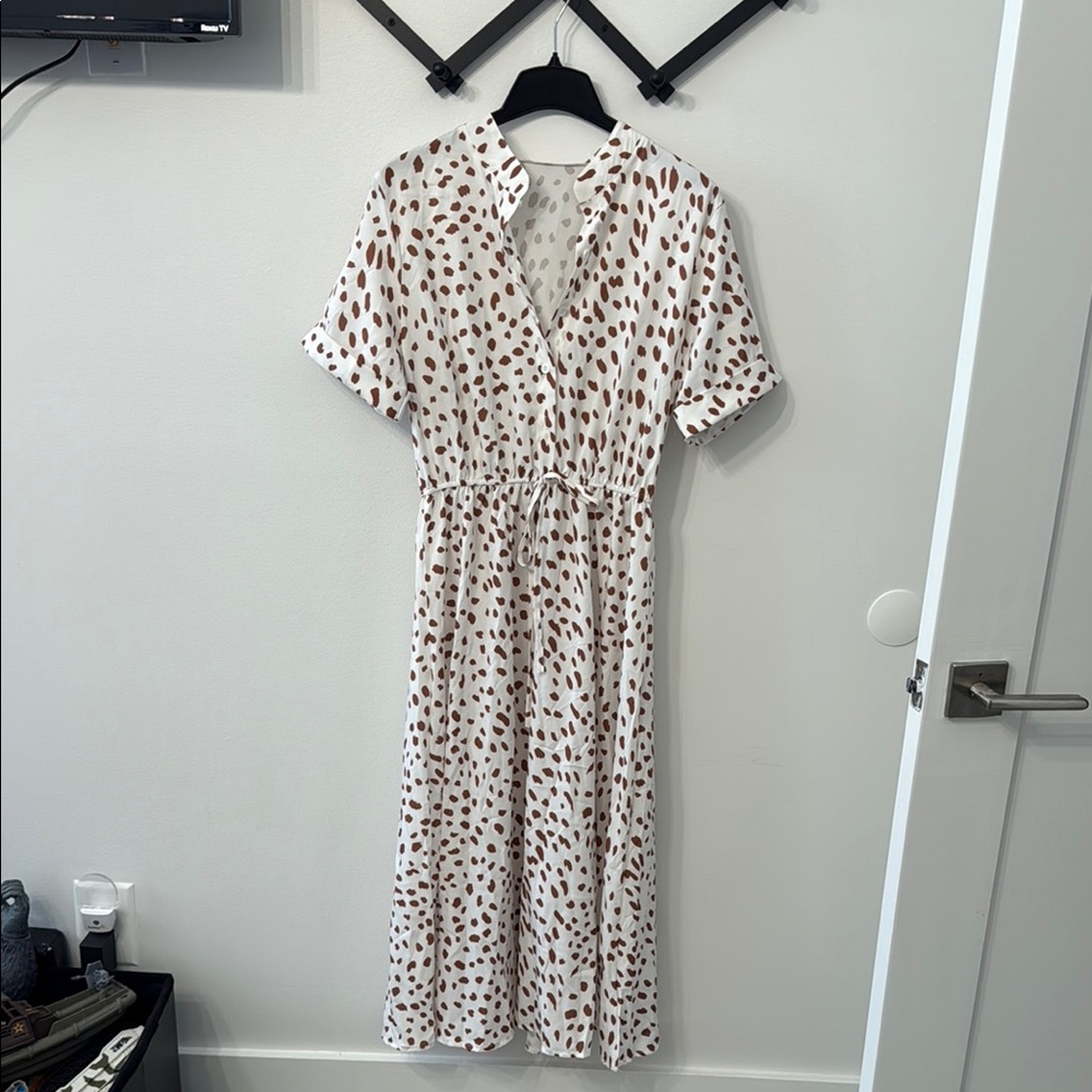 Amazon Cream Smocked Wrap Maxi Dress